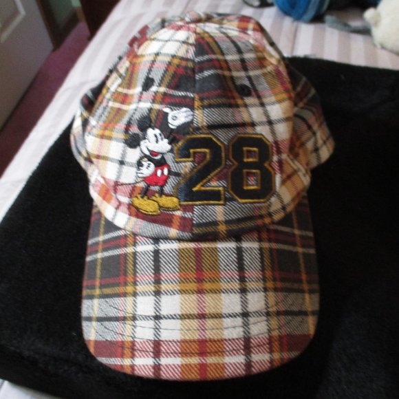 Disney Other - Disney Parks Mickey Mouse 28 Plaid Adjustable Baseball Cap Hat